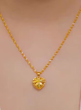 不掉色越南沙金项链女士锁骨链