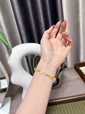 原创施华洛方糖爱心柠檬黄手链小众不撞款表显白