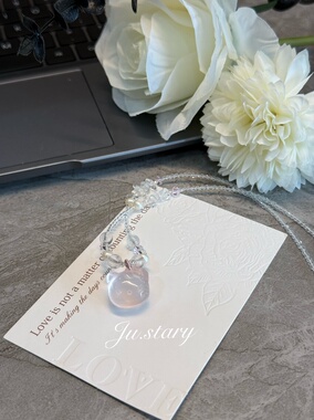 原创施华洛粉水水晶项链时尚可爱送礼物首选