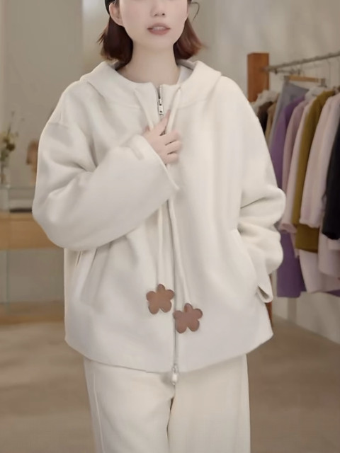 2025 Autumn and Winter New Double-sided Cashmere Coat Women's Mid-Length Hooded Loose Wool Woolen Coat