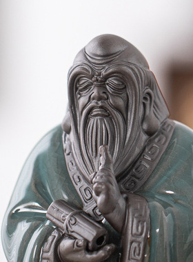禅意陶瓷老子雕塑摆件圣人像装饰