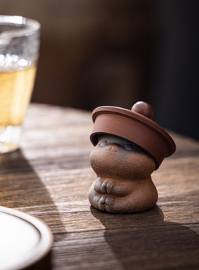 老岩泥猫神龟元宝茶宠茶桌摆件