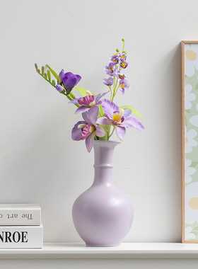 高级感紫色简约陶瓷花瓶干花鲜花水培客厅桌面插花装饰品工艺摆件