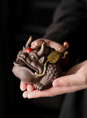 创意紫砂招财金蟾茶宠摆件功夫茶具茶桌装饰可养茶玩摆设茶道配件