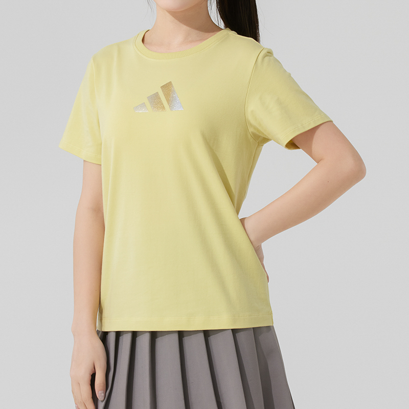 adidas阿迪达斯女装2025夏季新款运动上衣休闲圆领短袖T恤JM8802 - 图0