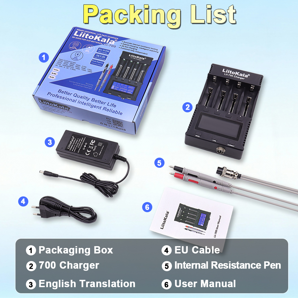 新款liitokala-Lii-700智能锂电池充电器检测容量自带内阻测试笔 - 图0