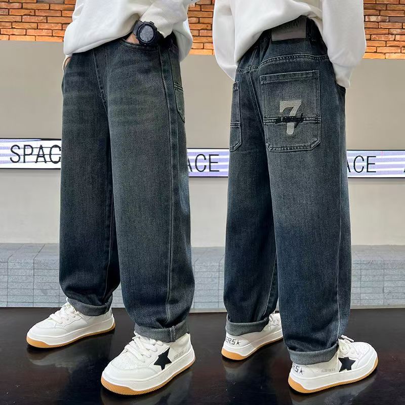 男童加绒牛仔裤秋冬季2025新款儿童装男孩痞帅气加厚一体绒裤子潮 - 图3