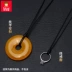 Dễ thương treo vòng cổ dây ngọc bích hòa bình khóa mặt dây dây buộc màu đen sáp da dây thừng nam và nữ dây đỏ - Nhẫn nhẫn cặp pnj Nhẫn