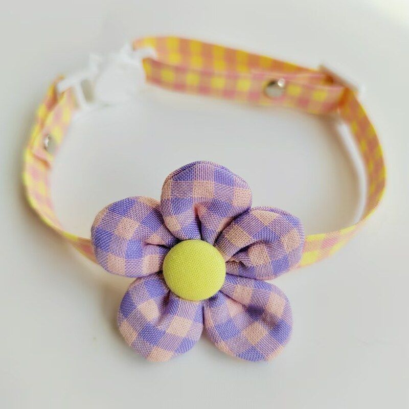 Pet collar cute plaid cat decoration dog collar neck collar silent accessories puppy cat accessories