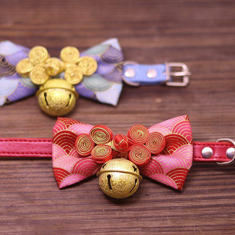 宠物领结防丢猫咪铃铛装饰品和风中小型幼犬比熊用品泰迪爱心项圈,淘宝优惠券,粉丝福利购,淘宝优惠卷