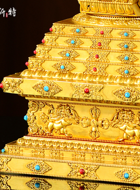 欧斯特铜材锻造佛塔摆件居家装饰