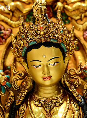 释迦族手工制作绿度母铜像