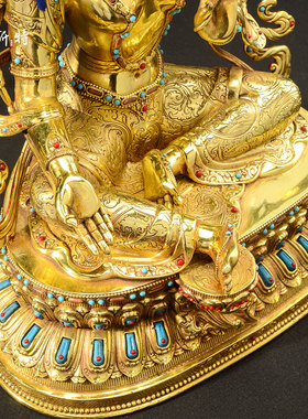 全鎏金绿度母铜像摆件