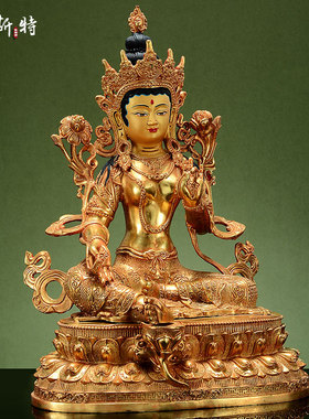 全鎏金绿度母精工铜像