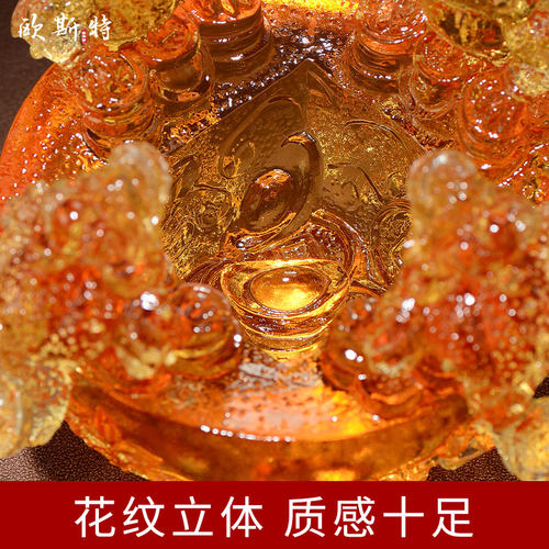 欧斯特琉璃金蟾聚宝盆摆件客厅办公室蟾蜍装饰品店铺乔迁开业礼物 - 图2