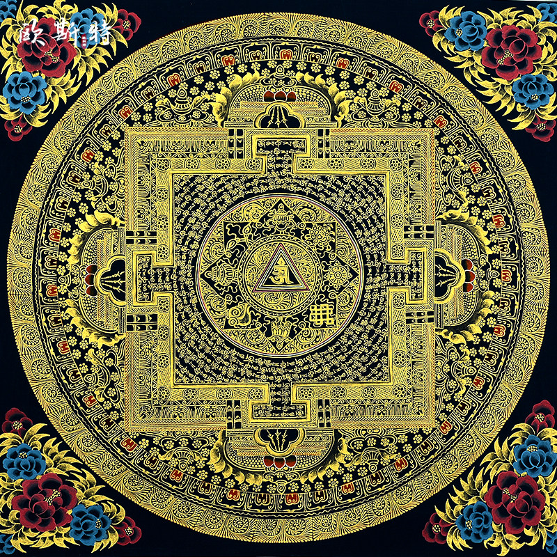 尼泊尔进口八吉祥坛城手绘唐卡室内家用矿物颜料画心装饰挂画像,淘宝优惠券,粉丝福利购,淘宝优惠卷