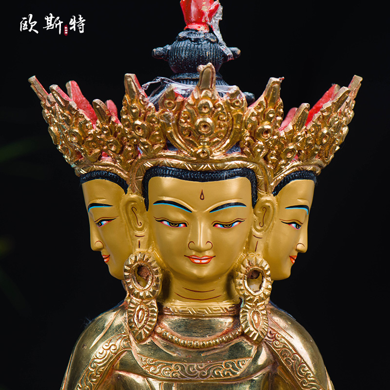 家居客厅装饰摆件 尼泊尔进口10寸手工铜全鎏金 大日如来 玄关像_虎窝淘