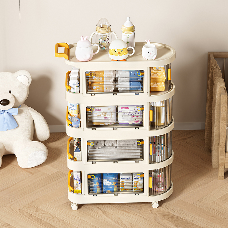 婴儿用品置物架小推车零食落地可移动宝宝玩具奶瓶储物柜收纳架子
