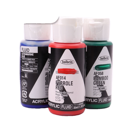 Holbein荷尔拜因FLUID流质丙烯颜料流体画皮包棉布模型上改色35ml - 图3