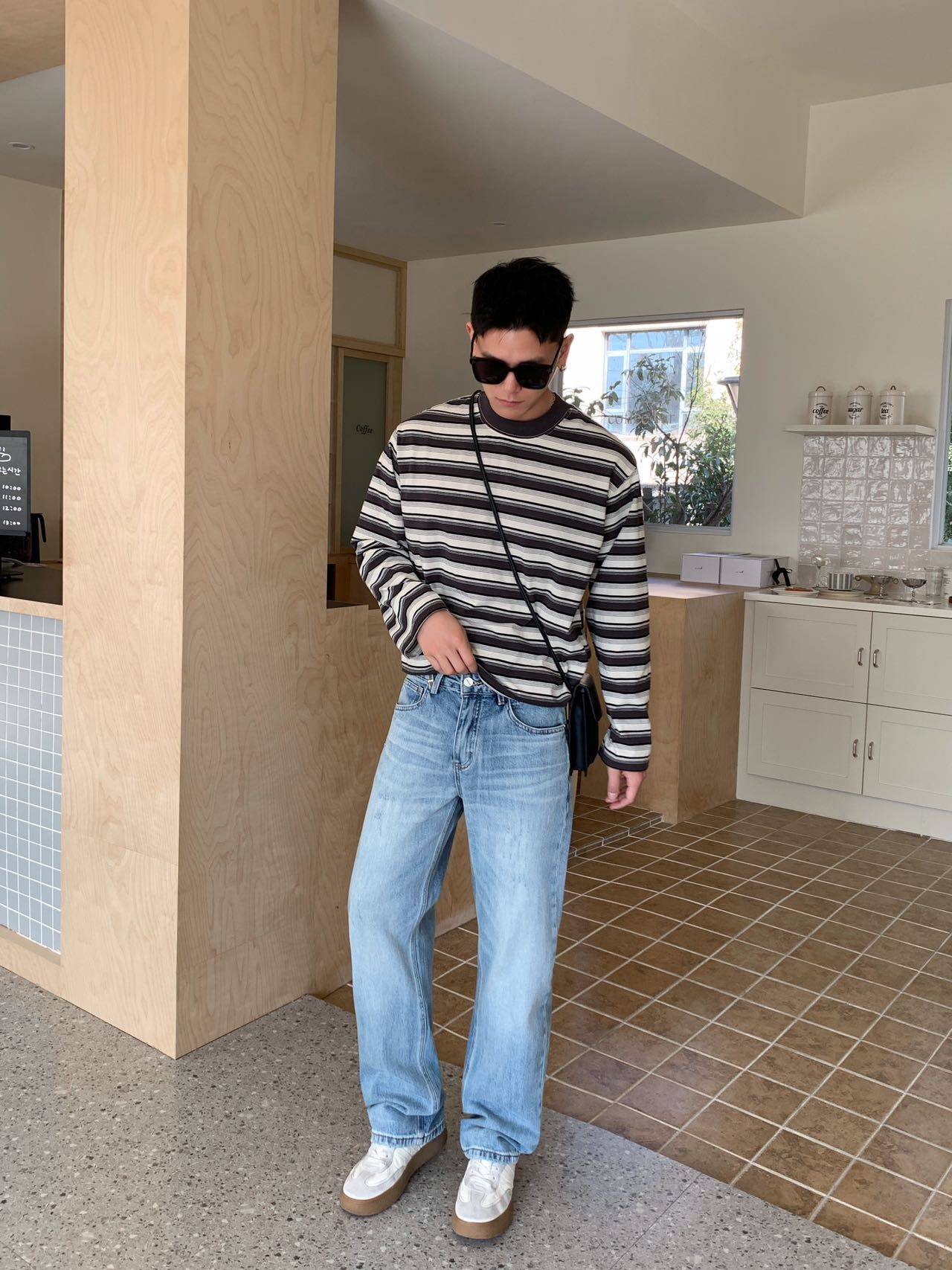 美式复古高品质水洗浅蓝色直筒弹力牛仔裤男春季宽松痞帅阔腿长裤,淘宝优惠券,粉丝福利购,淘宝优惠卷