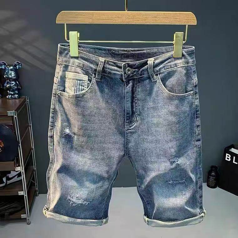 潮牌破洞牛仔短裤男夏季新款男士薄款休闲直筒中裤子半截裤五分裤,淘宝优惠券,粉丝福利购,淘宝优惠卷