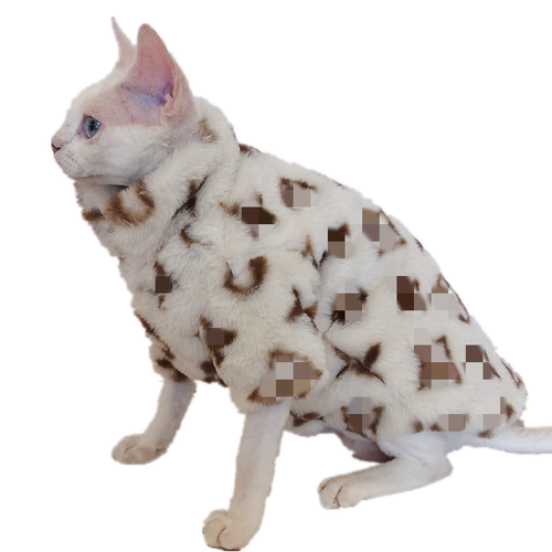 冬季斯芬克斯德文无毛猫衣服皮草加厚保暖厚外套潮牌摇粒绒防脱毛 - 图3