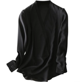 Элегантная шелковая рубашка, V-образный вырез