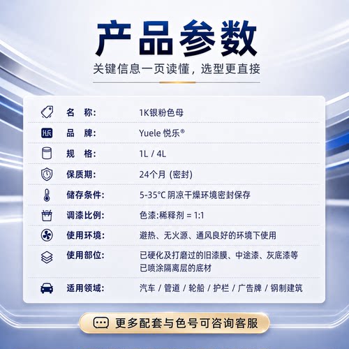 汽车油漆1K金属漆银粉漆细银中银特粗银闪银白银轮毂漆钻石银色漆 - 图1