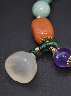 缅甸玉和田玉莲子水晶女式手链