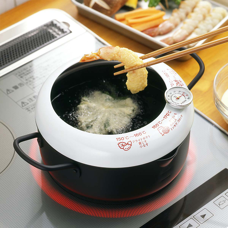 轻松油炸。日本Yoshikawa天妇罗油炸锅家用带温度计 加深防油溅,淘宝优惠券,粉丝福利购,淘宝优惠卷
