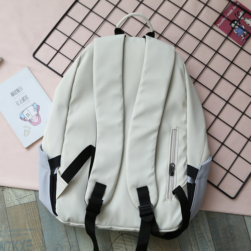 NR轻便大容量双肩包女撞色书包初中女生大学生男休闲旅行双肩背包 - 图1