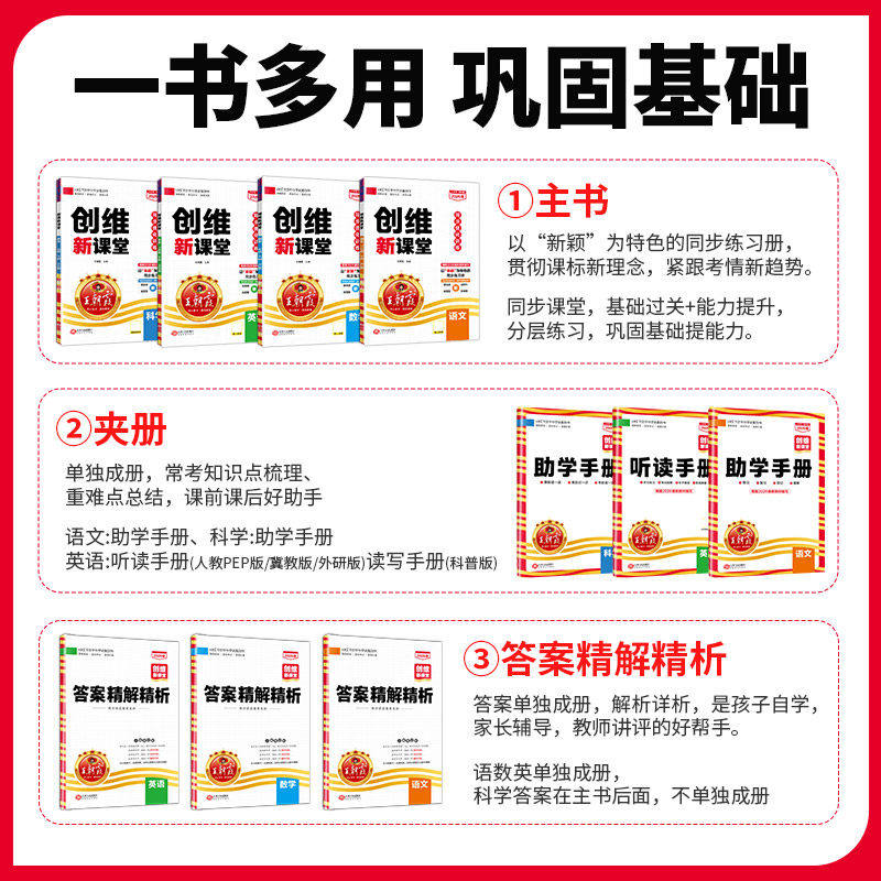 2024秋王朝霞创维新课堂一二三四五六年级上册下册语文数学英语人教版北师大苏教版优化作业本单元测试题同步训练练习册辅导资料