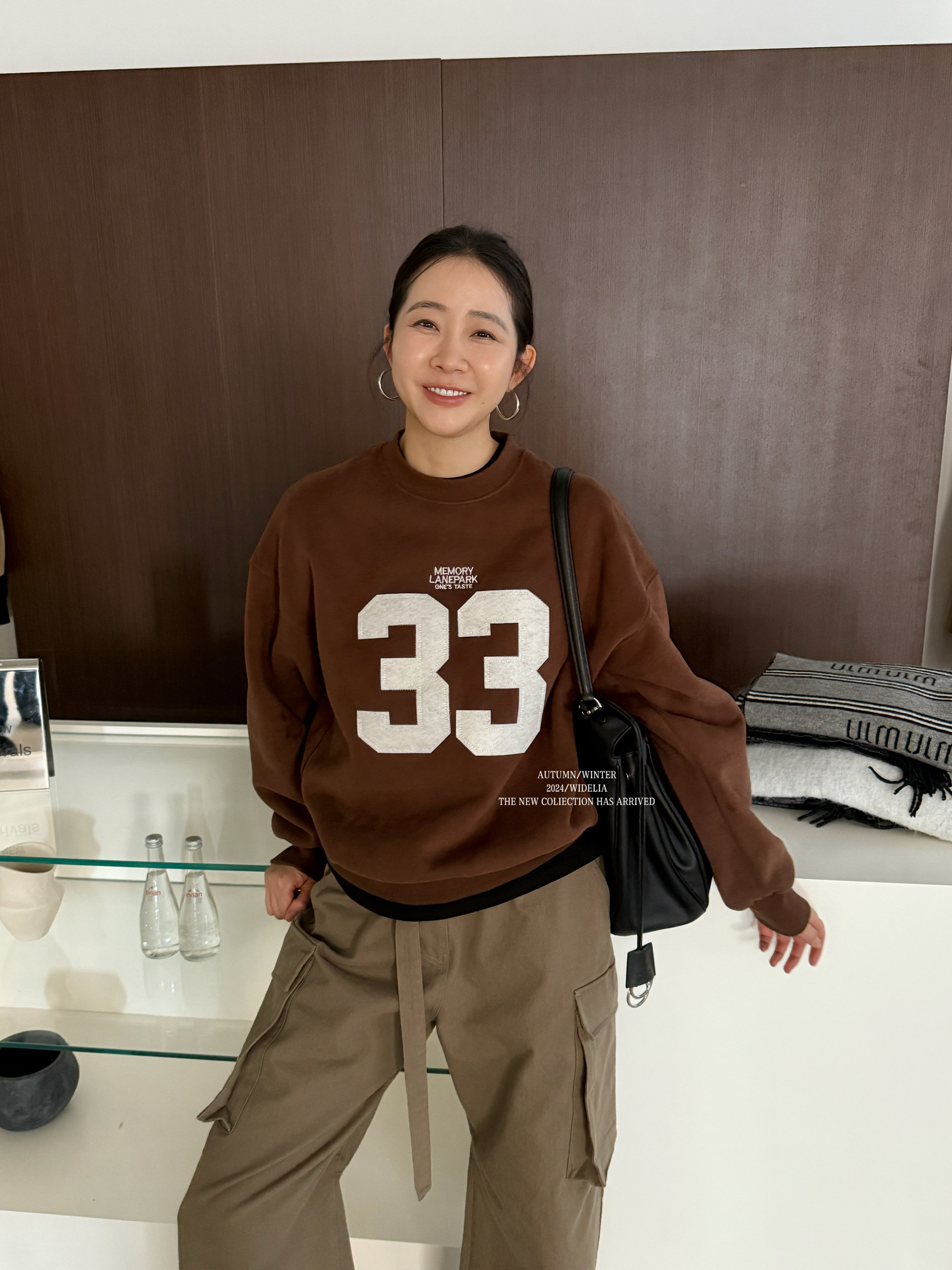 WIDELIA圆领数字百搭显瘦加绒卫衣女2025冬简约休闲减龄长袖上衣,淘宝优惠券,粉丝福利购,淘宝优惠卷