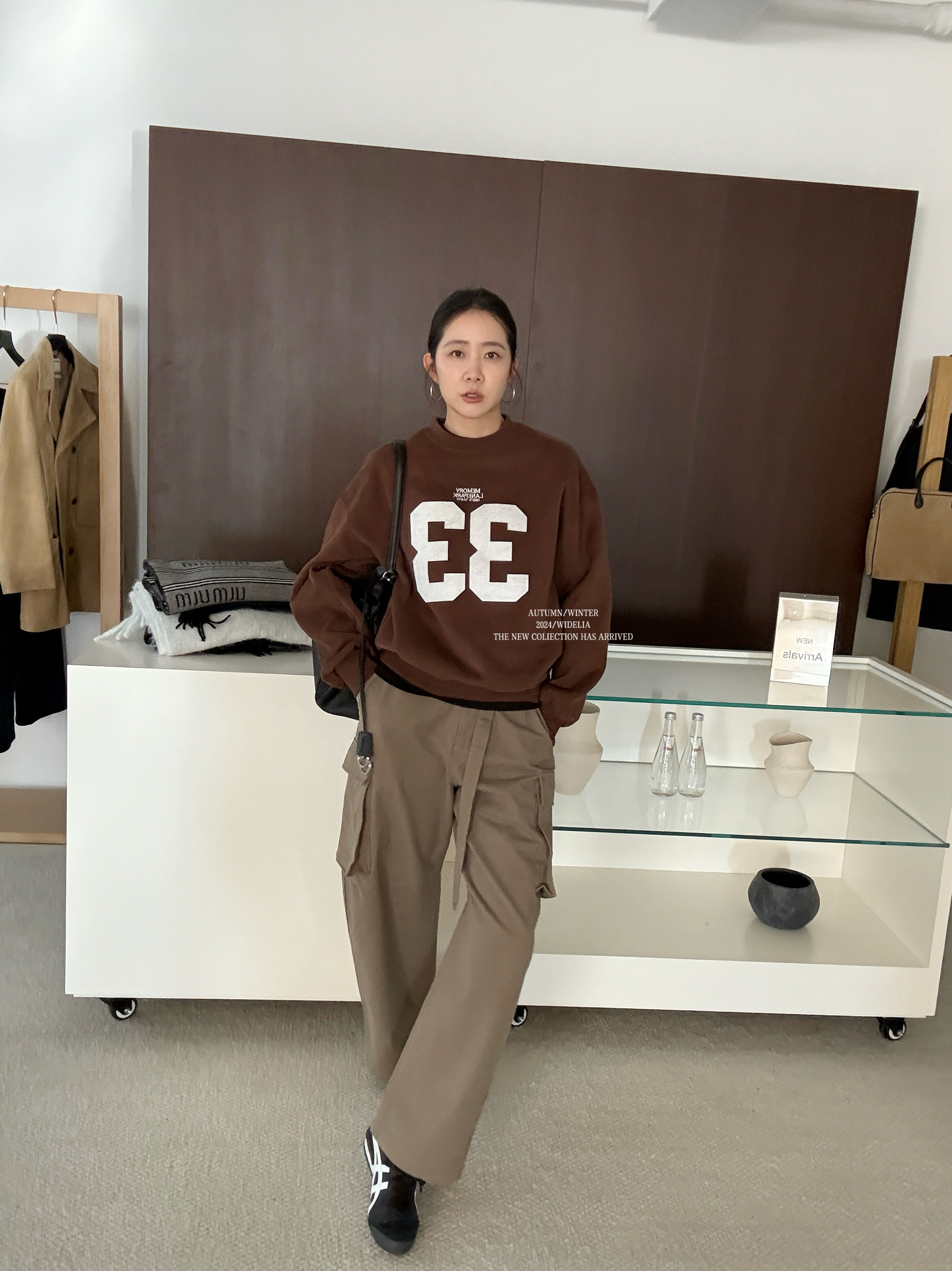 WIDELIA圆领数字百搭显瘦加绒卫衣女2025冬简约休闲减龄长袖上衣,淘宝优惠券,粉丝福利购,淘宝优惠卷