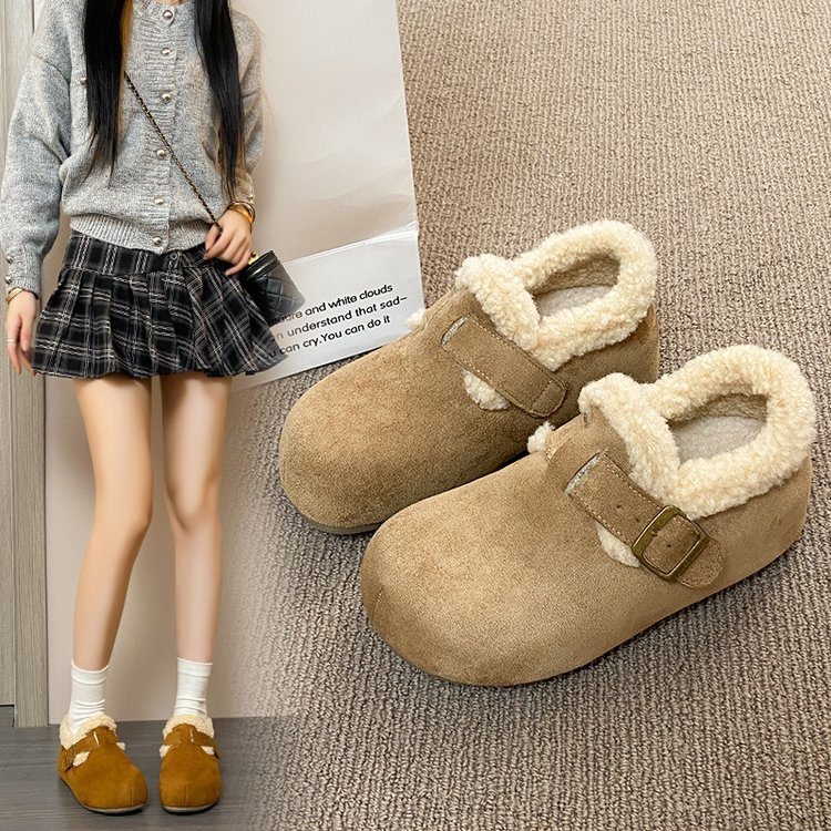 2026新款平底勃肯鞋女加绒保暖雪地棉鞋冬季新款毛毛鞋豆豆鞋,淘宝优惠券,粉丝福利购,淘宝优惠卷