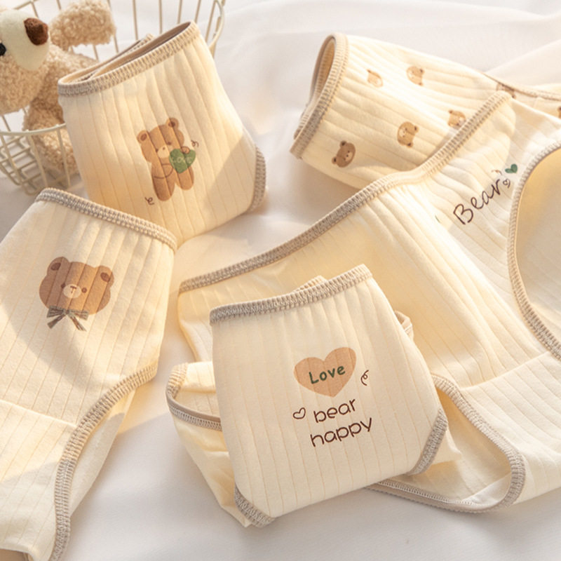 五条装螺纹内裤甜美蝴蝶结蕾丝边内裤女纯棉裆中腰包臀少女三角裤,淘宝优惠券,粉丝福利购,淘宝优惠卷