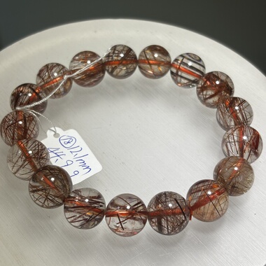 天然水晶铜发晶手链男女水晶手串时尚饰品礼物一物一图