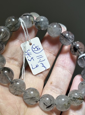 天然黑发晶大小颗粒都有 晶体有棉 发丝明显     一物一图1