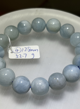 天然绿色海蓝宝手链 绿柱石手串大颗粒单圈男女大圈口一物一图