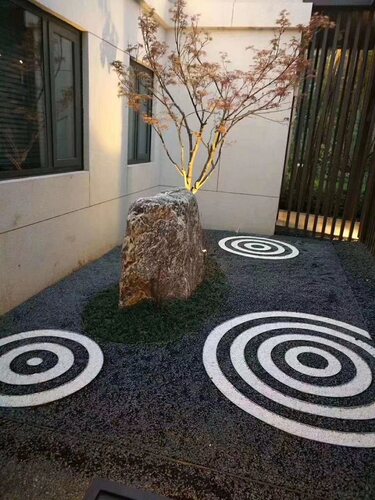 黑色尖角打蜡碎石灰色砾石子日式枯山水庭院小石子排水沟装饰石子 - 图2