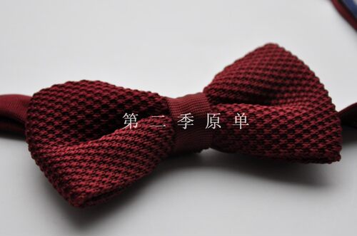 LAU'高级定制领结男商务正装领带领结针织领结手缝工艺暗红酒红色 - 图1