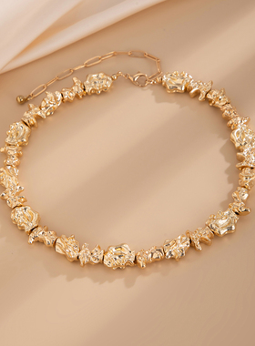 欧美跨境朋克风液态金属项链