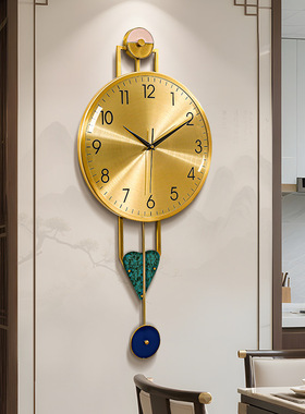 新中式创意时钟挂钟摆件现代轻奢客厅卧室餐厅酒店民宿软装饰品