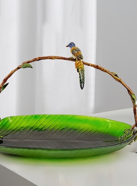 玻璃水果盘客厅玄关办公室轻奢高档零食盘茶几干果糖果盘装饰果盘