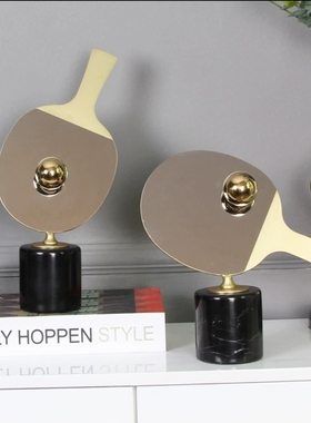 创意乒乓球摆件羽毛球奖杯客厅玄关样板房办公室高级感装饰品摆件