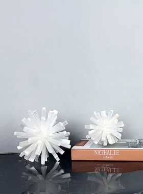 北欧白色水晶花摆件水晶花球家居轻奢客厅玄关别墅乔迁装饰品摆件