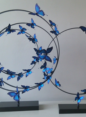 蝶舞飞扬蝴蝶摆件创意客厅玄关样板房博物馆别墅高级感装饰品摆件