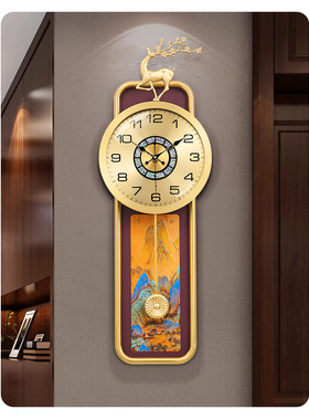 新中式挂钟家用客厅古典装饰壁钟创意表挂墙中国风时尚静音石英钟