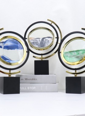 大理石座地球仪摆件流沙画地球仪轻奢高端客厅玄关书房装饰品摆件