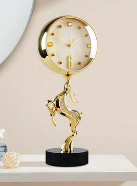 水晶球大象摆件时钟台钟客厅玄关酒柜别墅高档家居乔迁装饰品摆件